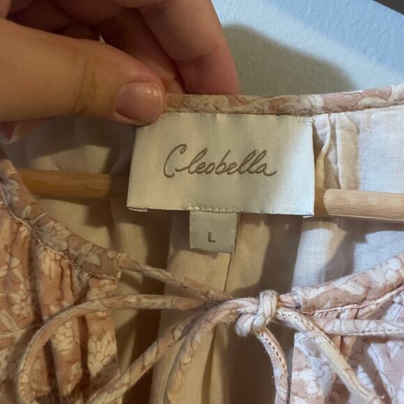 Cleobella Rosy Mini Dress SZ LARGE Tamil Block Print Peasant Bohemian $198 EUC - Picture 8 of 15